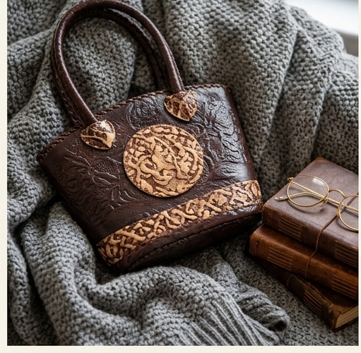 Artisanal Tooled Leather Tote Bag