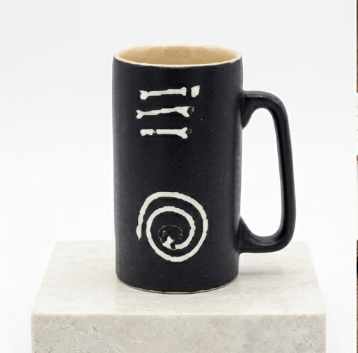 Artisanal Matte Black Tribal Mug