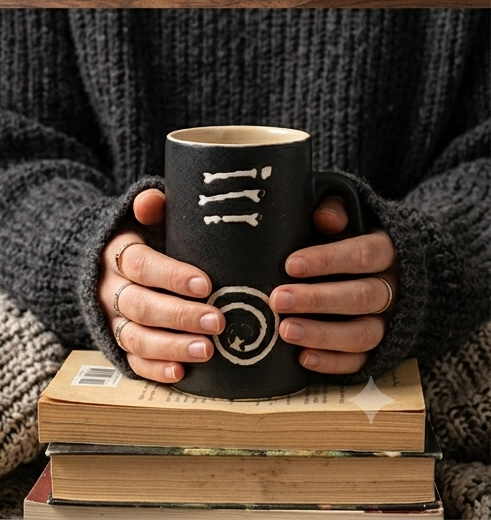 Artisanal Matte Black Tribal Mug