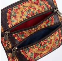 Handcrafted Mandala Leather Crossbody Bag