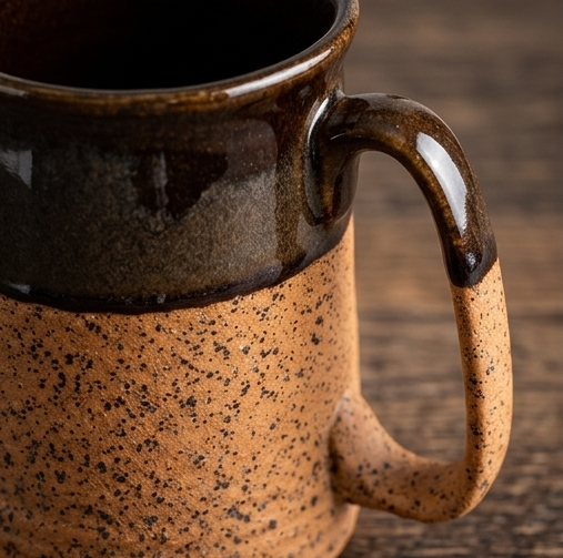 Handcrafted Rustic Stoneware Coffee Mug with Cork Texture