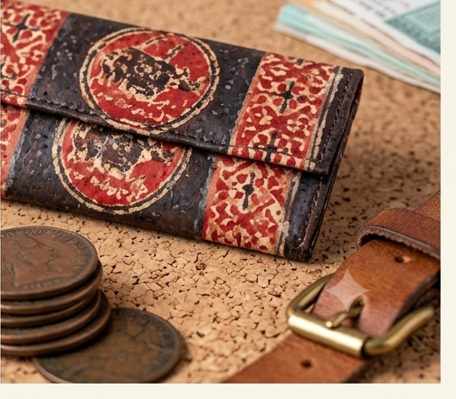 Rhinoceros Motif Tooled Leather Wallet