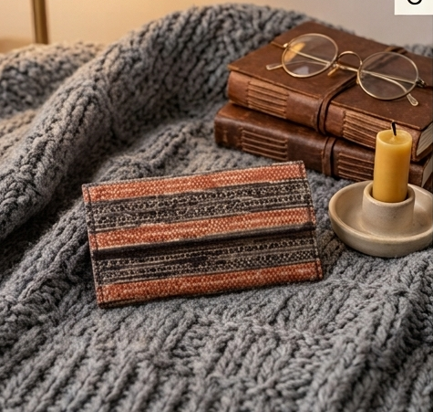 Geometric Patterned Tooled Leather Wallet