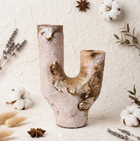 Abstract Dual-Spout Marble-Finish Vase