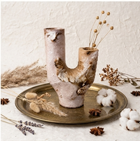 Abstract Dual-Spout Marble-Finish Vase