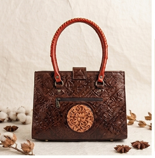 Artisanal Tooled Leather Tote Bag