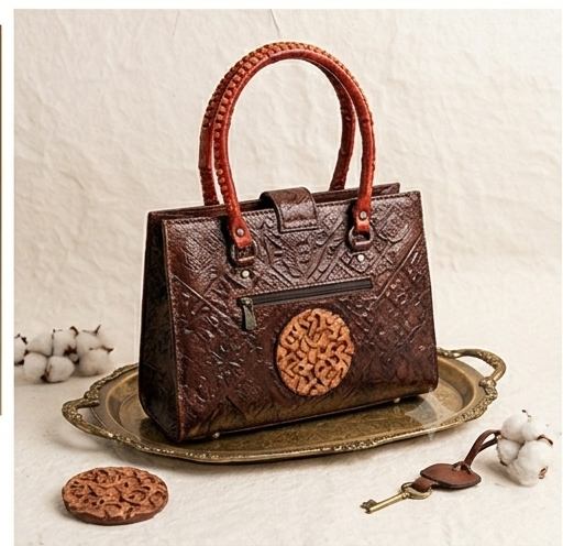 Artisanal Tooled Leather Tote Bag