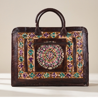 Handcrafted Mandala Leather Laptop Bag