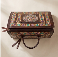 Handcrafted Mandala Leather Laptop Bag