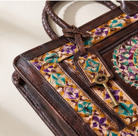 Handcrafted Mandala Leather Laptop Bag