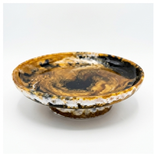 Natural Polished Horn Pedestal Decorative Bowl