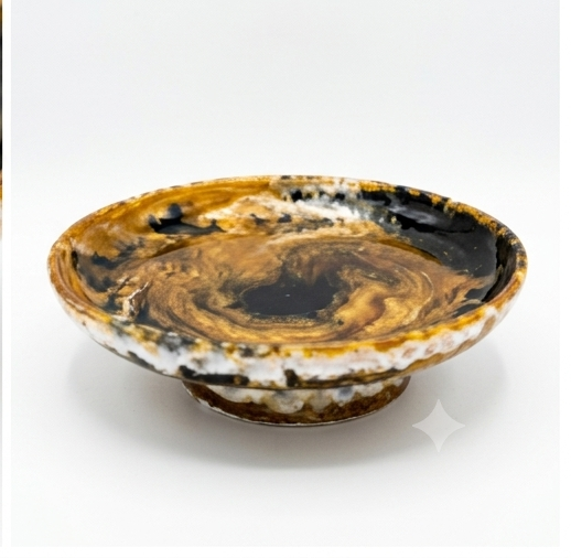 Natural Polished Horn Pedestal Decorative Bowl