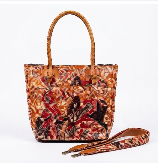 Handcrafted Folk Art Leather Tote Bag