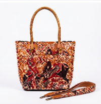 Handcrafted Folk Art Leather Tote Bag