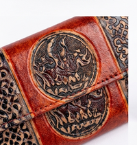 Handcrafted Camel Motif Leather Clutch Wallet