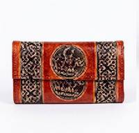Handcrafted Camel Motif Leather Clutch Wallet