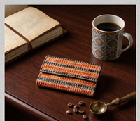 Oval-Patterned Tooled Leather Wallet