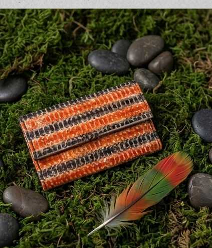 Oval-Patterned Tooled Leather Wallet