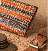 Oval-Patterned Tooled Leather Wallet