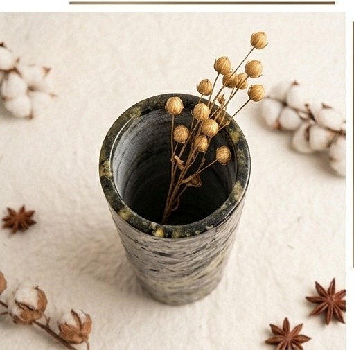 Swirl-Patterned Cylindrical Decorative Vase