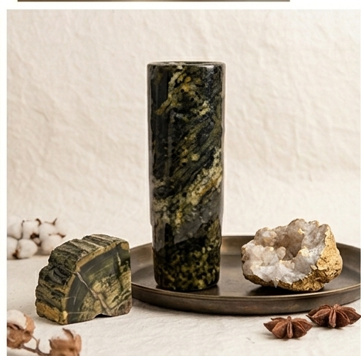 Swirl-Patterned Cylindrical Decorative Vase