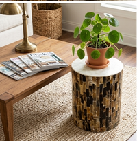 Mosaic Horn and Bone Inlay Side Table