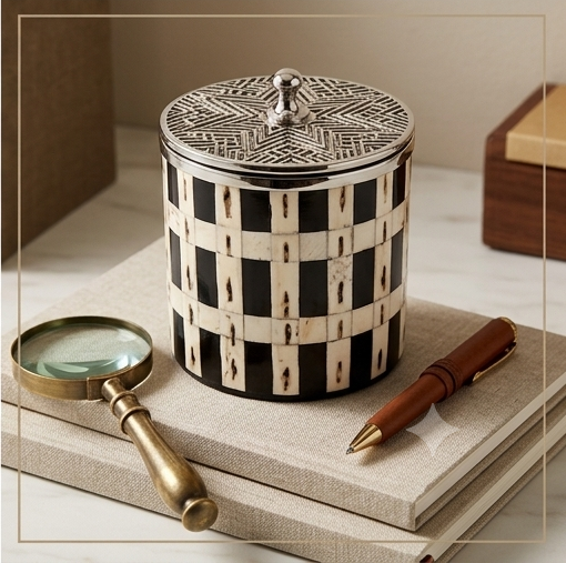 Geometric Inlaid Storage Jar