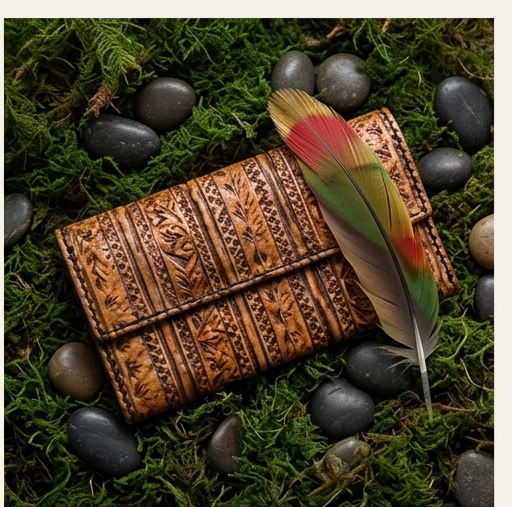 Geometric Tooled Leather Wallet