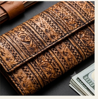 Geometric Tooled Leather Wallet