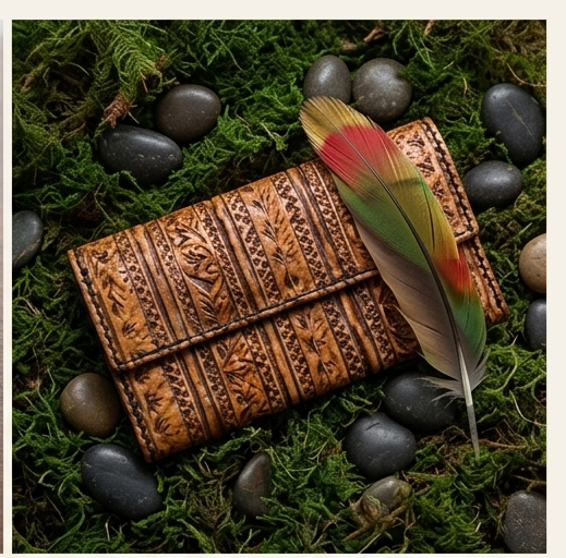 Artisan Hand-Painted Designer Pattern Leather Clutch Wallet
