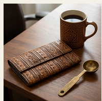 Artisan Hand-Painted Designer Pattern Leather Clutch Wallet