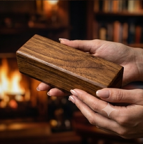 Handcrafted Wooden Dice Gift Set with Hinged Storage Box