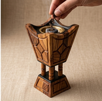 Artisanal Geometric Wood and Resin Incense Burner