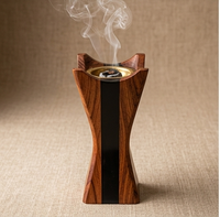 Artisanal Geometric Wood and Resin Incense Burner