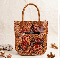 Artisanal Scene-Tooled Leather Tote Bag