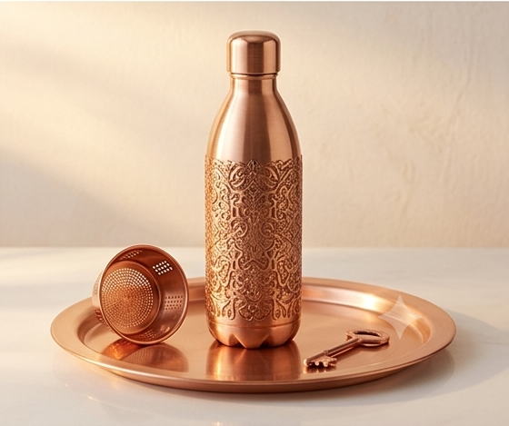Aethelgard Baroque Pure Copper Artisan Hydration Bottle – High-Shine Finish