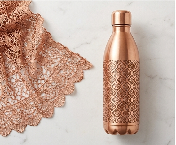 Aethelgard Baroque Pure Copper Artisan Hydration Bottle – High-Shine Finish