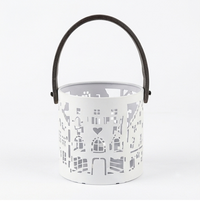Nordic Village Laser-Cut Metal Lantern – Alpine White