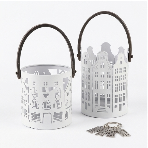 Nordic Village Laser-Cut Metal Lantern – Alpine White
