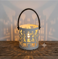 Nordic Village Laser-Cut Metal Lantern – Alpine White