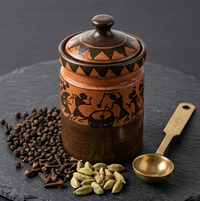 Tribal Art Motif Ceramic Storage Canister