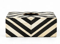 Geometric Bone Inlay Tissue Box Cover – Black & Ivory Chevron Design