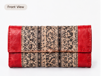 Crimson Tribal Stripe Foldover Wallet