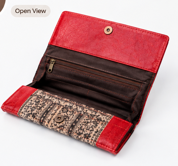 Crimson Tribal Stripe Foldover Wallet