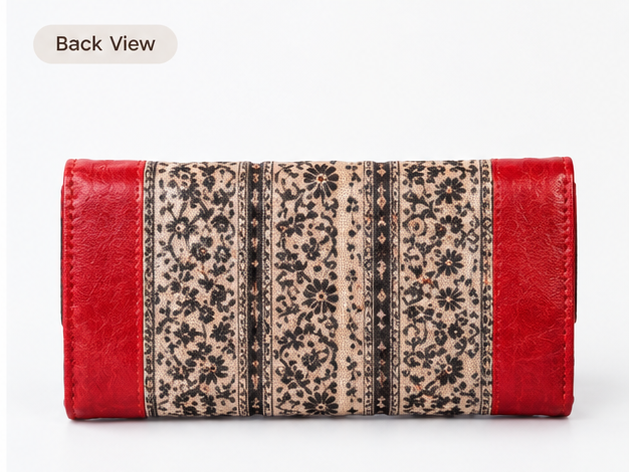 Crimson Tribal Stripe Foldover Wallet