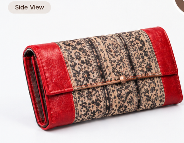 Crimson Tribal Stripe Foldover Wallet