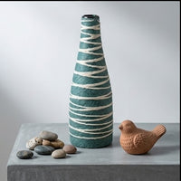 Handcrafted Speckled Teal Stripe Bud Vase
