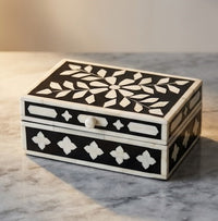 Floral Inlay Wooden Jewelry Storage Box