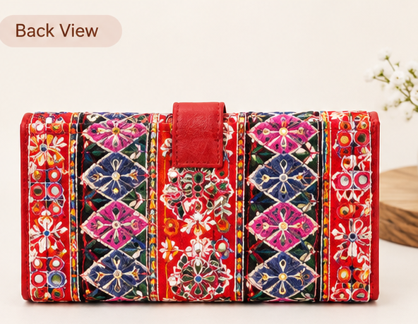 Artisan Hand-Painted Floral Leather Bi-Fold Wallet
