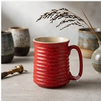Textured Speckled Red Ceramic Mug